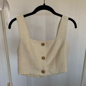 Cream Button Down Crop Top